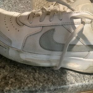 Nike White/Light Gray Swoosh Low-Top Sneakers